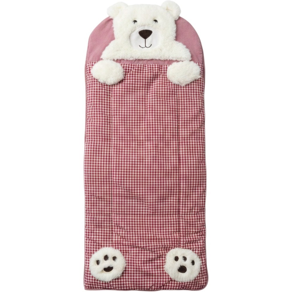 Pottery Barn Kids Polar Bear Gingham Sleeping Bag Red‎ White 71x29 Plush Hood